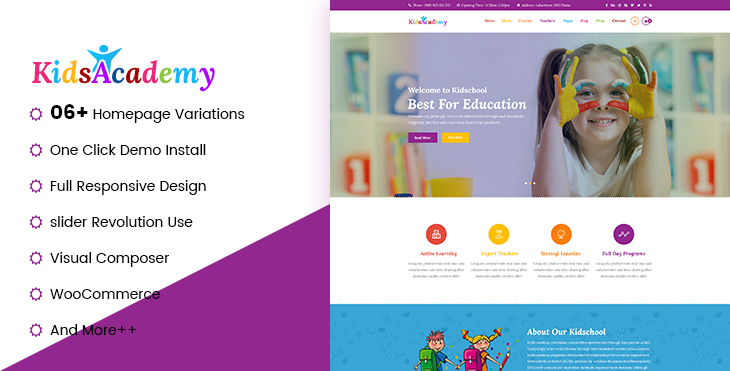 KidsAcademy – Kids, Kindergarten & Preschool WordPress Theme