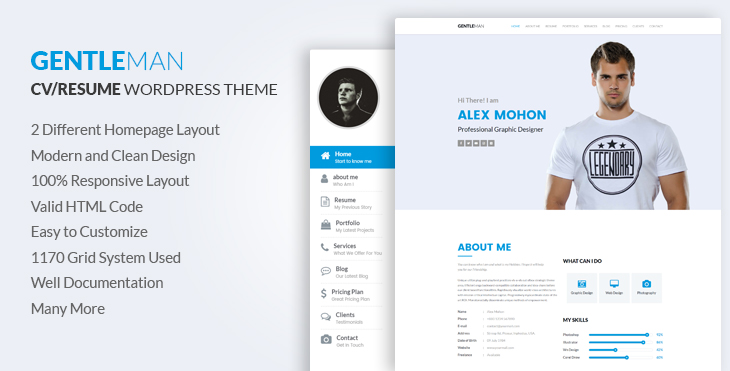 resume wordpress theme