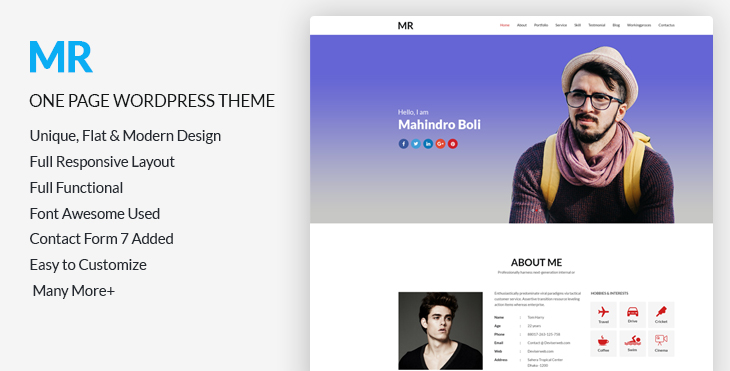 mr free cv resume one page wordpress theme codexcoder cv in one page